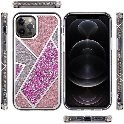 For Apple iPhone 16 (6.1") Cute Fancy Glitter Bling Diamond Rhinestone Sparkly Bumper Fashion Shiny Hybrid Rugged TPU Case Cover Rose Pink