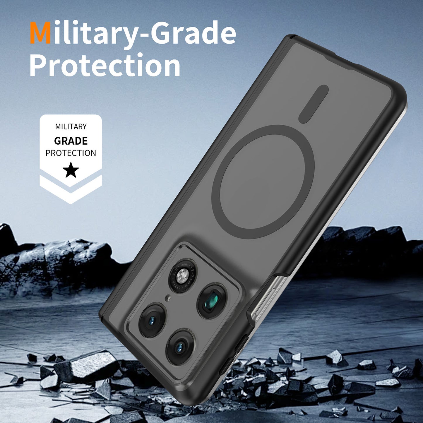 Phone Case for Motorola Razr Fold 2026 Premium Matte Magnetic Foldable Hybrid Central Axis Hinge Protection Shock Absorbing TPU Slim Fit Hard PC Cover