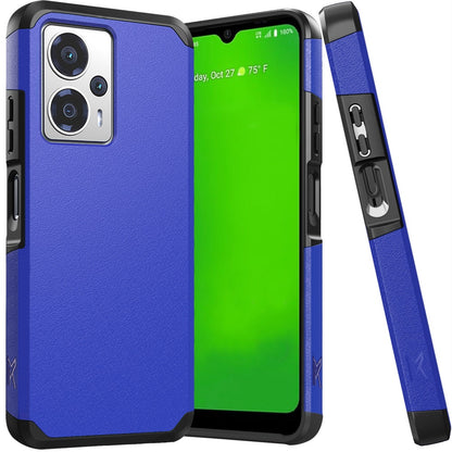 For Cricket Outlast 5G (2024) Tough Shock Absorption Hybrid Dual Layer Hard PC TPU Rubber with Screen Protector Tempered Glass Case Cover