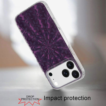 For Apple iPhone 17 Pro Stylish Pattern Fashion IMD Printed Design TPU Double Layer Slim Shockproof with Magnetic Back Case Cover Flowers Mandala Purple
