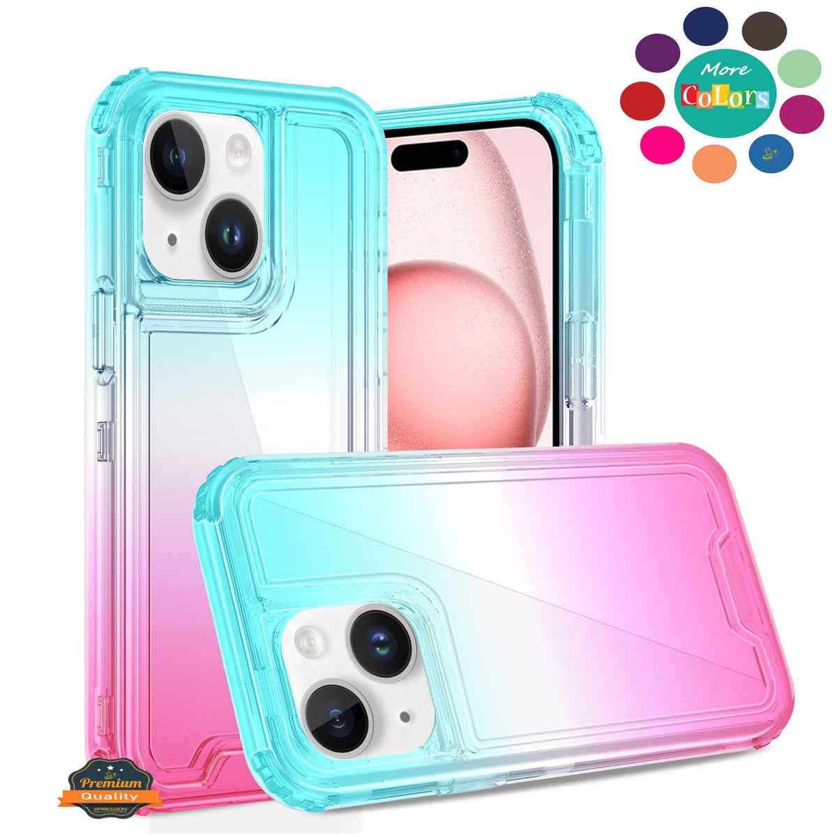 For Apple iPhone 16e Hybrid 3-in-1 Clear Case - Two-Tone Transparent Shockproof TPU + Hard Protective Frame Case Cover