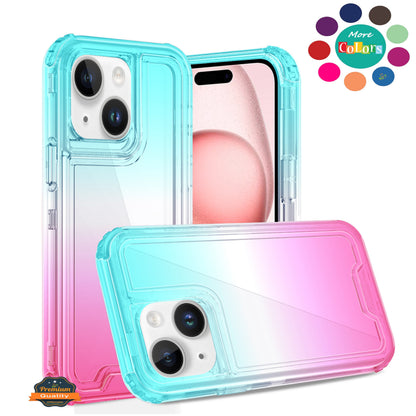 For Apple iPhone 16e Hybrid 3-in-1 Clear Case - Two-Tone Transparent Shockproof TPU + Hard Protective Frame Case Cover