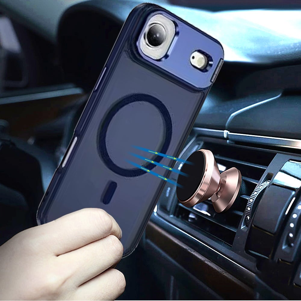 For Apple iPhone 17 Air (6.6") Heavy Duty Metallic Hybrid Tough TPU with Camera Ring Stand, MagSafe Compatible, Rugged Drop Protection Case Cover