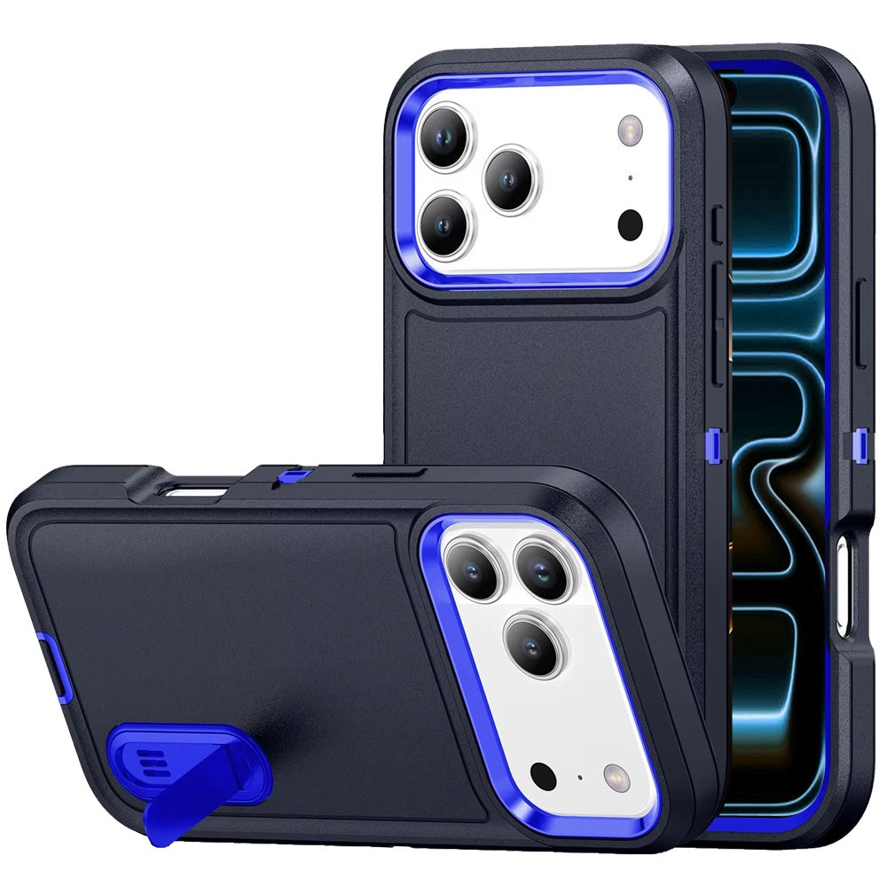 Phone Case for Apple iPhone 18 Pro/ 17 Pro 3in1 Tough Rugged Kickstand Shockproof Armor Grip Heavy Duty Drop Resistant Protective Hybrid Cover Black