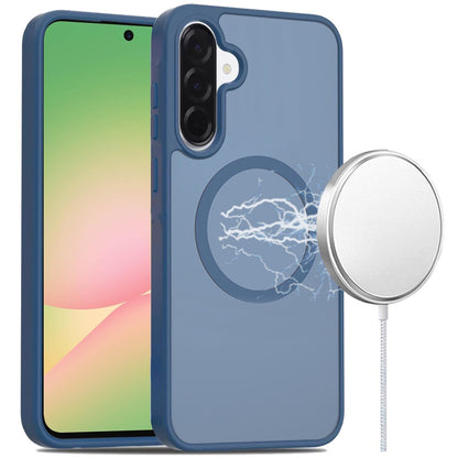 Phone Case for Samsung Galaxy A57 Magnetic Matte Hybrid Shockproof Smooth Grip Durable Camera Protection Anti-Slip Soft Touch TPU Armor Cover Blue