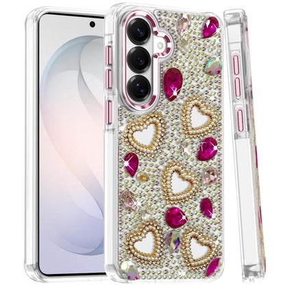 Phone Case for Samsung Galaxy S26 Luxury Crystal Heart Rhinestone Diamond Bling Shockproof Hybrid Glitter Protective Stylish Durable Grip Cover