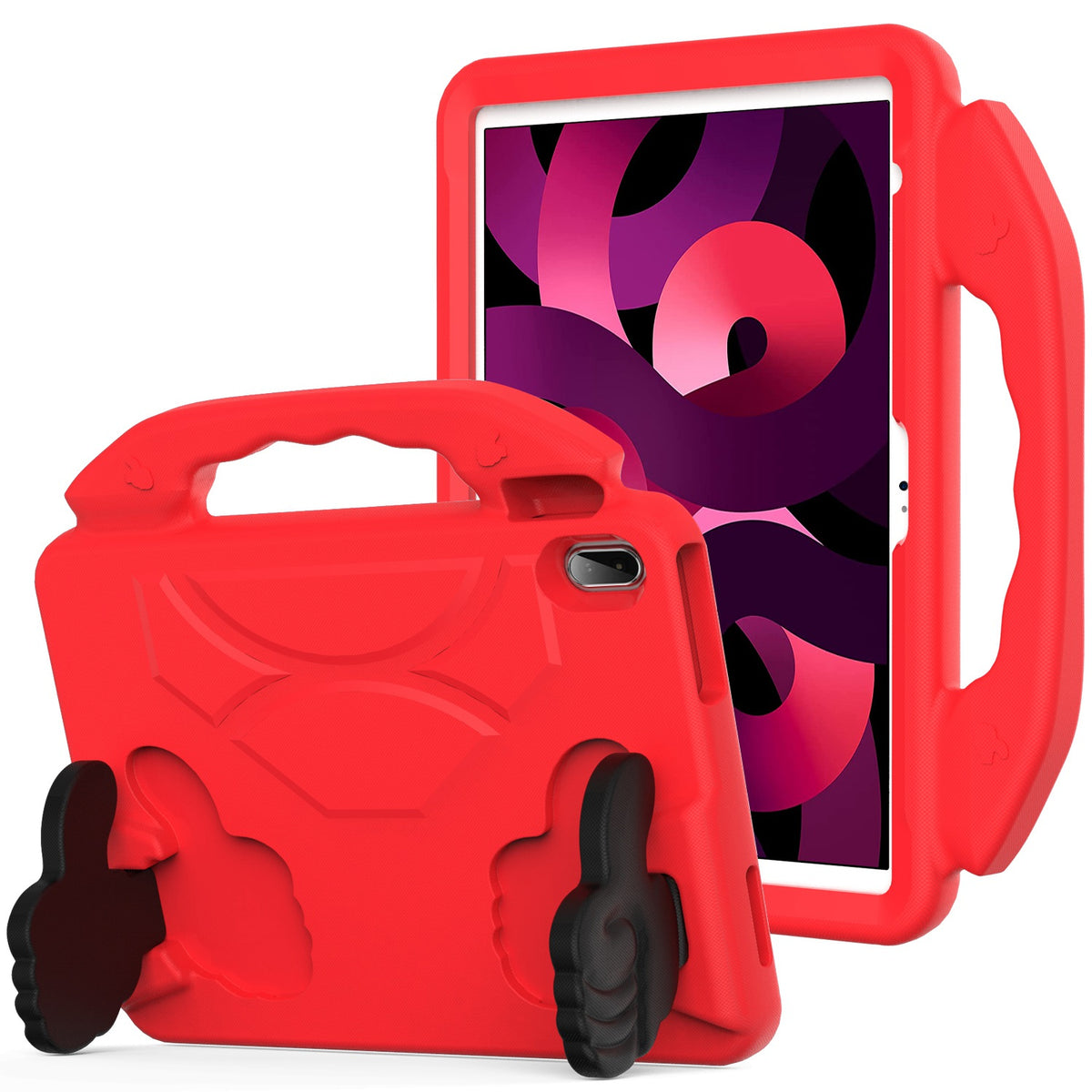 For Kid-Friendly Hybrid Tablet Shockproof Stand Case Antislip Rubber Silicone TPU - Thumbs Up Kickstand Red Tablet Case Cover