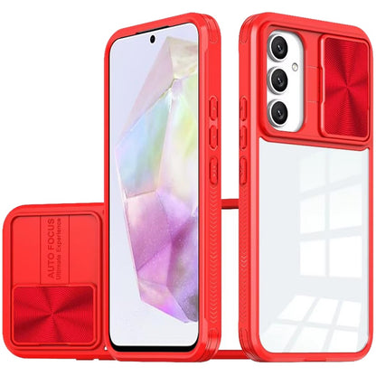 For Samsung Galaxy A36 Hybrid Cases with Sliding Camera Cover Transparent Shockproof Bumper TPU Protective Case Cover