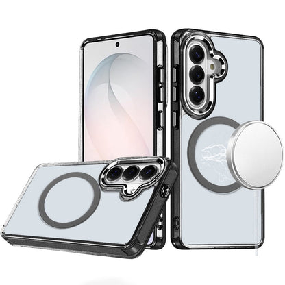 Phone Case for Samsung Galaxy S26 FE /Fan Edition Magnetic Clear Acrylic Metal Button Camera Guard Shockproof Transparent Slim Grip Premium Hybrid Cover