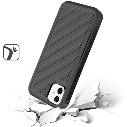 For Apple iPhone 16 Pro Max (6.9") Premium Design Hybrid lined with Belt Clip Holster Shockproof Rugged Textured 2in1 Non Slip Tough Case Cover Gray