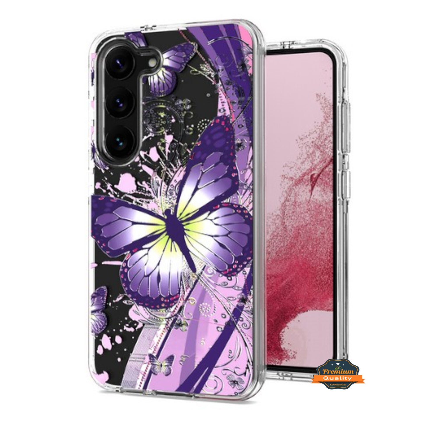 For Samsung Galaxy A36 Hybrid Clear Frame with Trendy Pattern Design, Shockproof Hard Back & TPU Rubber Case Cover