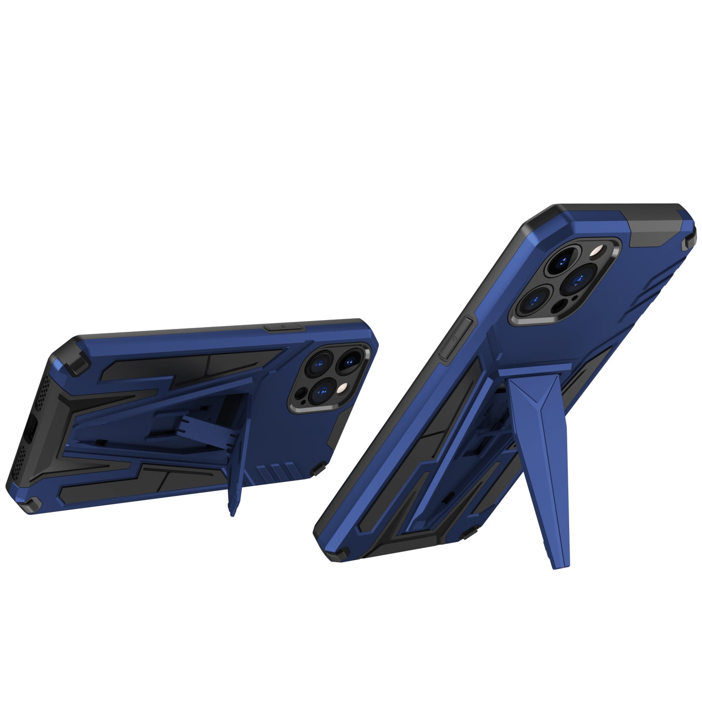 For Apple iPhone 13 Pro Max Heavy Duty Protection Hybrid Built-in Kickstand Rugged Shockproof Military Grade Dual Layer Full Body Case Cover Blue