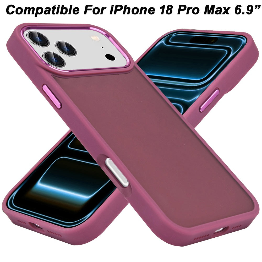 Phone Case for Apple iPhone 18 Pro Max Polished Acrylic Hybrid TPU Slim Shockproof Metal Button Thick Durable Grip Camera Protection Anti-Scratch Cover
