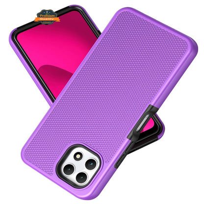 For TCL K33 5G Dual Layer Slim & Tough Hybrid Shockproof Heavy Duty Rubber TPU Matte with Textured Rugged Shell Protection Case Cover