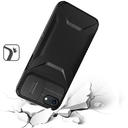 For Apple iPhone SE 3 (2022) SE/8/7 Slim Fit Shockproof Hybrid with Slide Camera Window Covering, Rugged Tpu Silicone Hard PC Bumper Case Cover