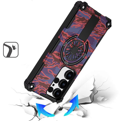 For Samsung Galaxy S25 Ultra Texture Design Stylish Invisible Kickstand Case, MagSafe Compatible Hybrid Shockproof Cover, Car Mount Friendly Case Cover