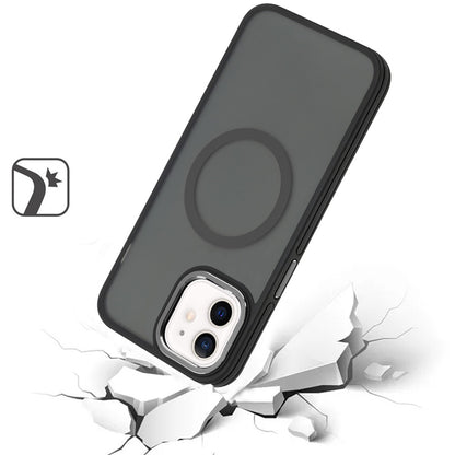 For Apple iPhone 16e Frosted Translucent Back Hybrid Case with Magnetic Circle; MagSafe Compatible, Military Grade Shockproof, Slim Design Case Cover