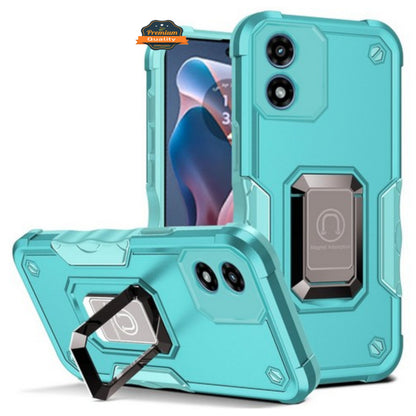 For Motorola Moto G 5G 2026 / Moto G Play 2026 Heavy Duty Hybrid 2in1 Hard PC & TPU Rugged Bumper Shockproof with Magnetic Ring Kickstand Case Cover