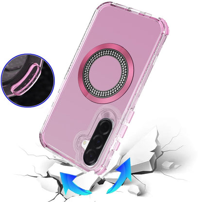 Phone Case for Galaxy A17 5G Luxury Bling Rhinestone Glitter Magnetic Circle Frosted Hybrid Dual Layer TPU Tough Construction, Sparkling Finish Cover