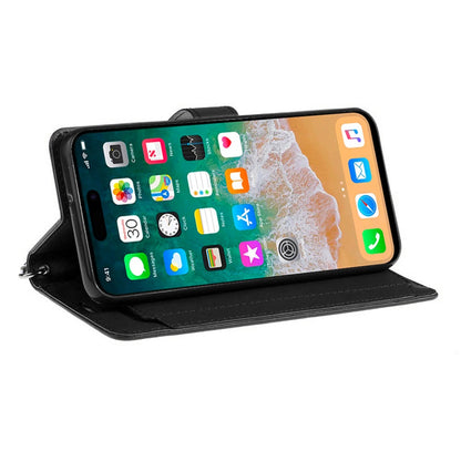 For Apple iPhone 16 Plus (6.7") Premium Leather Wallet with Credit Card ID Slots Cash Holder Duo Flip Pouch Stand and Strap Case Cover