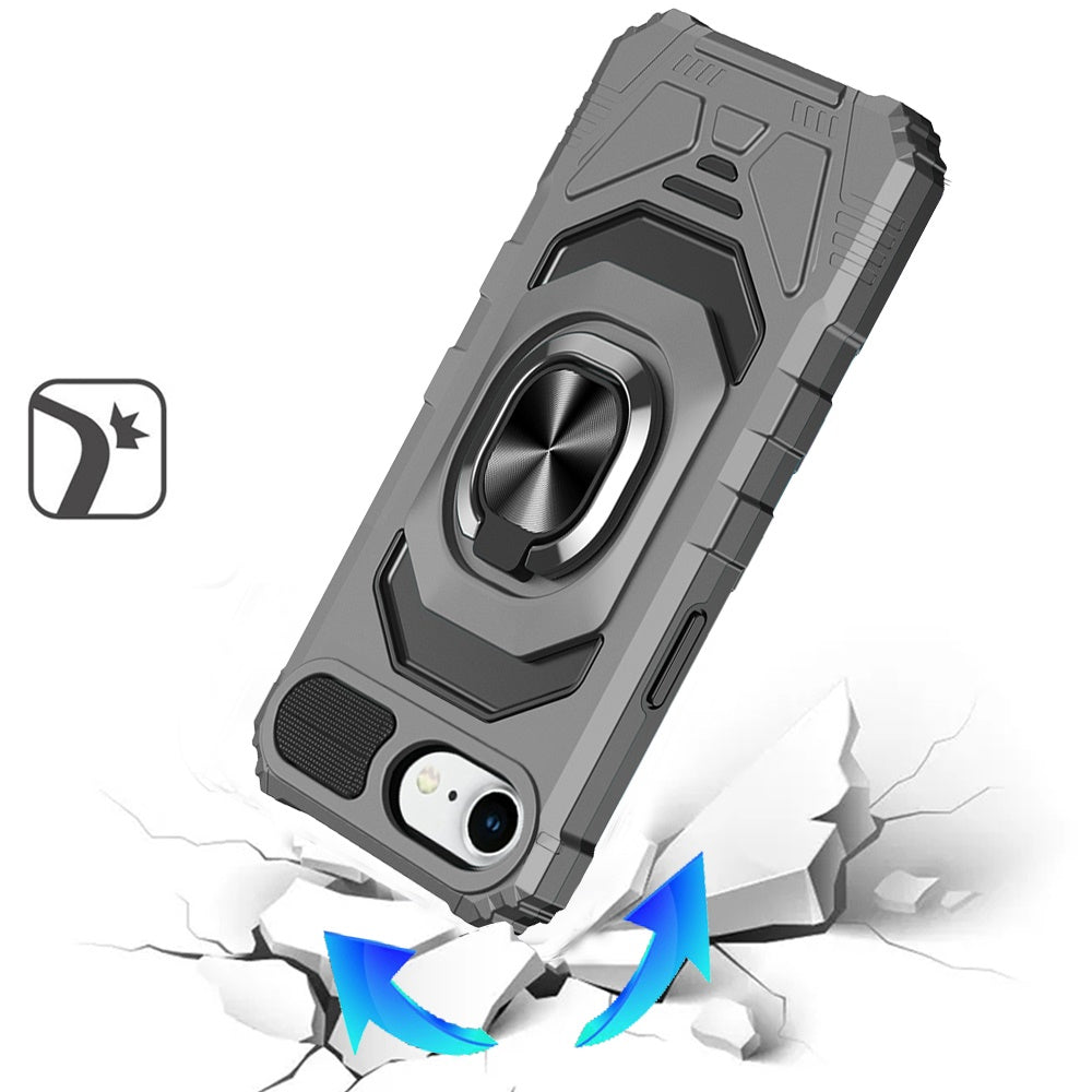 For Apple iPhone 16e Hybrid Dual Layer with 360° Rotate Magnetic Ring Stand Holder Kickstand TPU Rugged PC Shockproof Case Cover