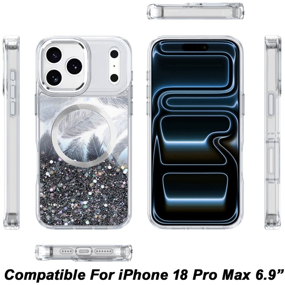 Phone Case for Apple iPhone 18 Pro Max Magnetic Epoxy Glitter Shimmer Crystal Hybrid Shockproof Slim Grip Anti Scratch Protective Clear Cover