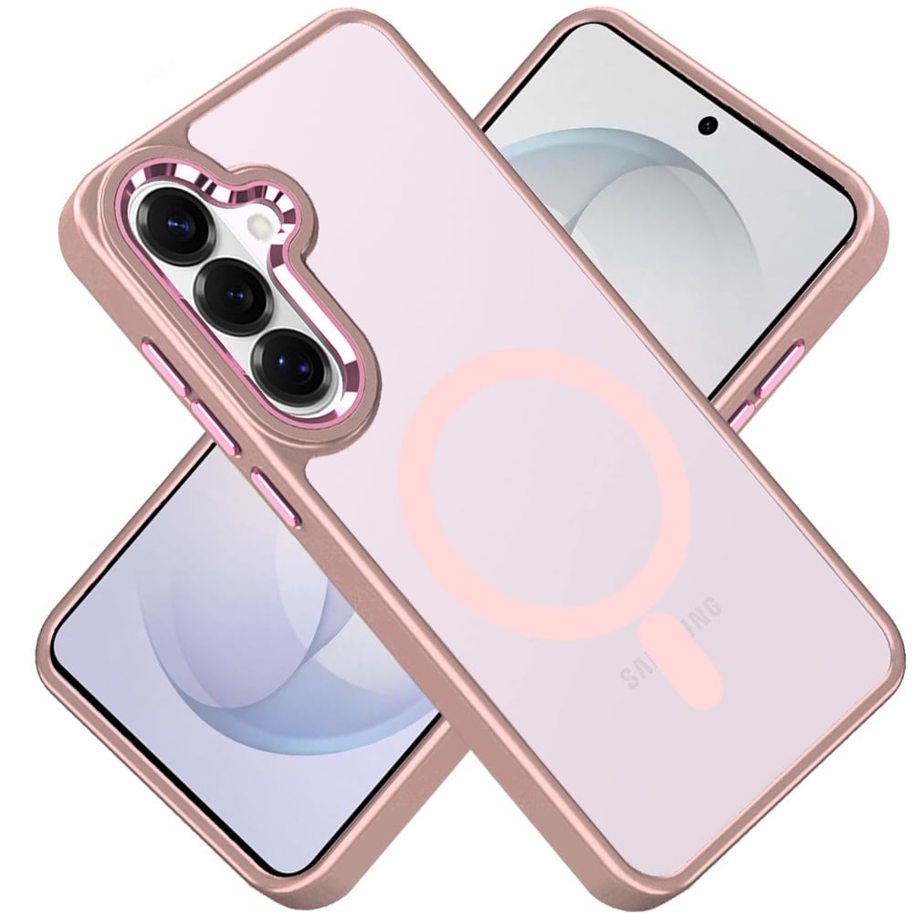 Phone Case for Samsung Galaxy S26 FE /Fan Edition Clear Acrylic Magnetic Circle Shockproof Hybrid Metal Button TPU Drop Protection Rugged Slim Durable Armor Cover