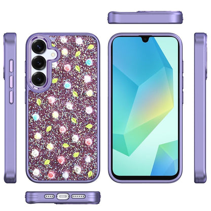 For Samsung Galaxy S25+ /S25 Plus /S24+ Plus Floral Design Embedded Glass Diamond Fancy Fashion Glitter Bling Sparkly Hybrid Rugged TPU Bumper Case Cover