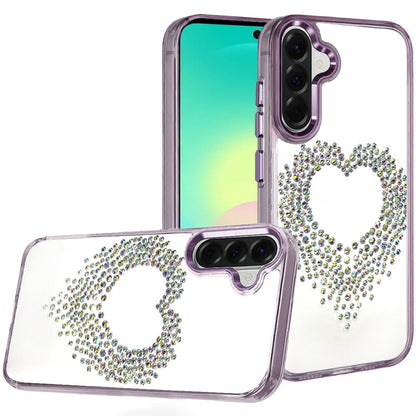 Phone Case for Samsung Galaxy A27 Angel Hearts Bling Shimmer Colorful Glitter Chrome Edge Shockproof Stylish Hybrid Design Cover