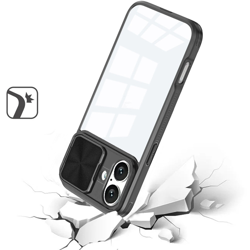 For Samsung Galaxy A17 5G Hybrid Cases with Sliding Camera Cover Transparent Shockproof Bumper TPU Protective Case Cover