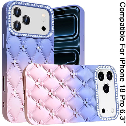 Phone Case for Apple iPhone 18 Pro Floral Glitter Shimmer Bling Hybrid Shockproof Anti Slip Thick TPU Protective Stylish Design Cover