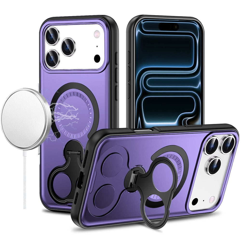 For Samsung Galaxy S26+ / S26 Plus Hybrid with Invisible 2 Hole Ring Stand Magnetic back Car Mount Friendly Protector Case Cover Purple