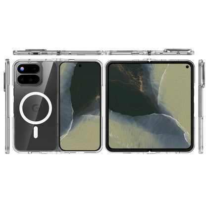 Phone Case for Google Pixel 11 Pro Fold Transparent Magnetic Back Hybrid Hard PC Soft TPU Slim Fit Reinforced Bumper Shock Absorbing Frame Cover Clear