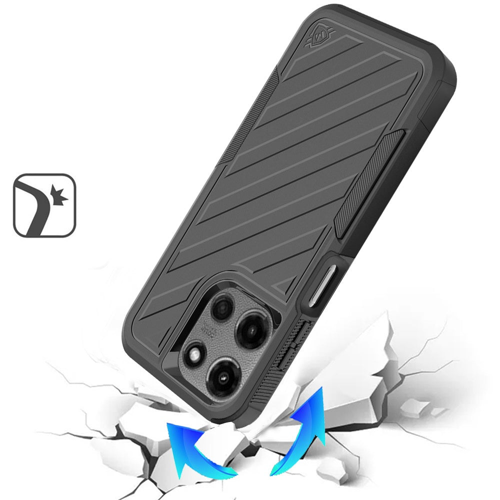 For Motorola Moto G Stylus 5G 2025 Rugged 2in1 Armor Combo Belt Clip Holster, Non-Slip Tough Hybrid lined Shockproof Case Case Cover Black / Black