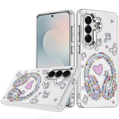 For Samsung Galaxy S25 FE /S25 Fan Edition Butterfly Resin Epoxy Diamond Design Metal Edged Hybrid Shockproof Heavy Duty Drop Protection Case Cover