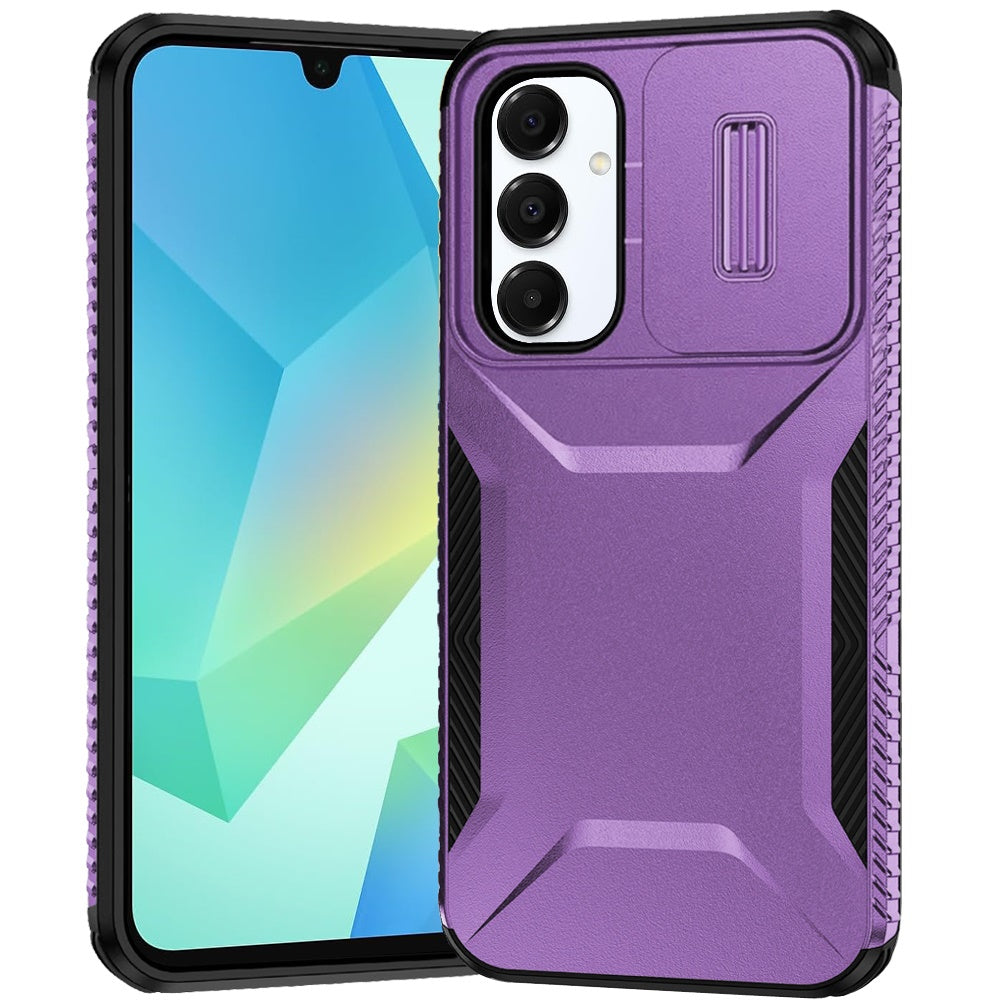 For Samsung Galaxy A16 5G Slim Fit Shockproof Hybrid with Slide Camera Window Covering, Rugged Tpu Silicone Hard PC Bumper Case Cover