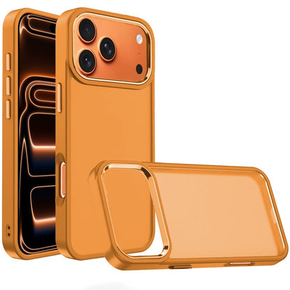 Phone Case for Apple iPhone 17 Pro Max Polished Acrylic Hybrid TPU Slim Shockproof Metal Button Thick Durable Grip Camera Protection Anti-Scratch Cover Cosmic Orange