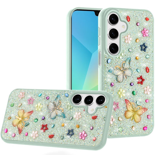 For Samsung Galaxy A16 5G Diamond Butterfly 3D Glitter Bling Design, Slim Hybrid Sparkle Protective Cover TPU for Women Girls Case Cover