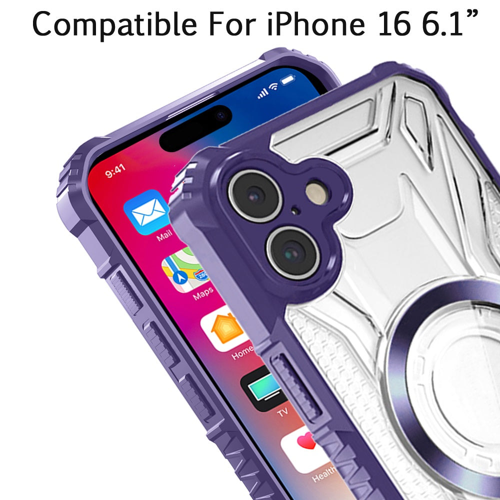 For Apple iPhone 16e MagSafe Compatible Pattern Clear Transparent Rugged Hybrid Magnetic TPU Shockproof Armor Case Cover