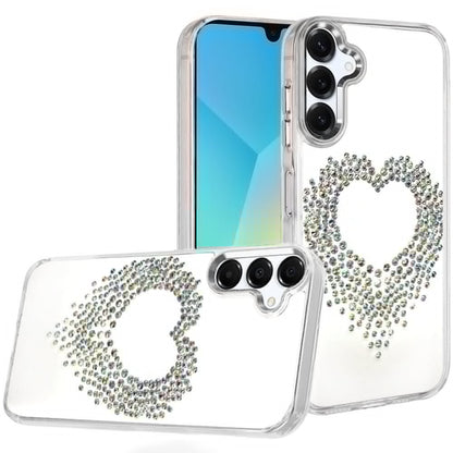 For Samsung Galaxy A16 5G Angel Hearts Bling Glitter Diamond Hybrid TPU Cover, Colorful Frame Shockproof Protective Back Case Cover