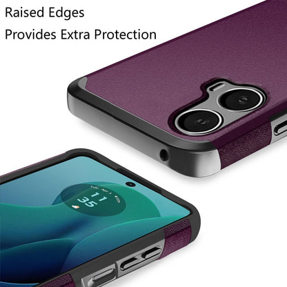 For Motorola Moto G 5G 2024 Premium Slim Tough 2in1 Hybrid Case Dual-Layer PC TPU Rubber Armor with Shockproof Protection Case Cover Dark Purple