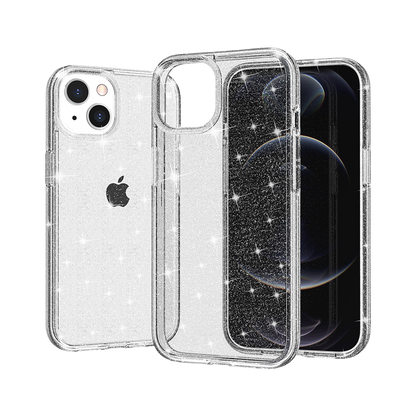 For Samsung Galaxy S21+ Plus Transparent Glitter Shiny Sparkle Bling TPU Rubber Hard Back Hybrid Frame Shockproof Case Cover Clear