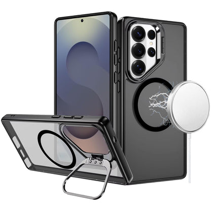 For Samsung Galaxy S26 Ultra Heavy Duty Metallic Hybrid Tough TPU with Camera Ring Stand, MagSafe Compatible, Rugged Drop Protection Case Cover