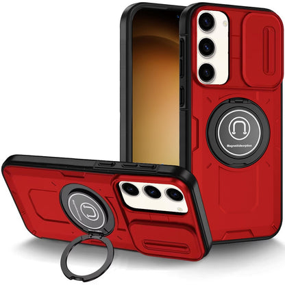 For Samsung Galaxy S22 Ultra Build in Invisible Magnetic Ring Stand with Slide Camera Protector, fit Magnetic Car Mount [Compatible with MagSafe] Case Cover
