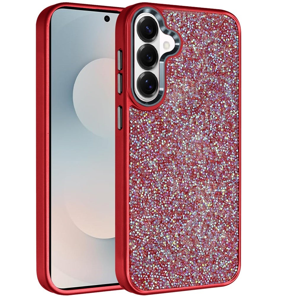 For Samsung Galaxy S26 Crystal Sparkle Diamond Glass Full Mini Glitter Bling Frame TPU Hybrid Protective Case Cover