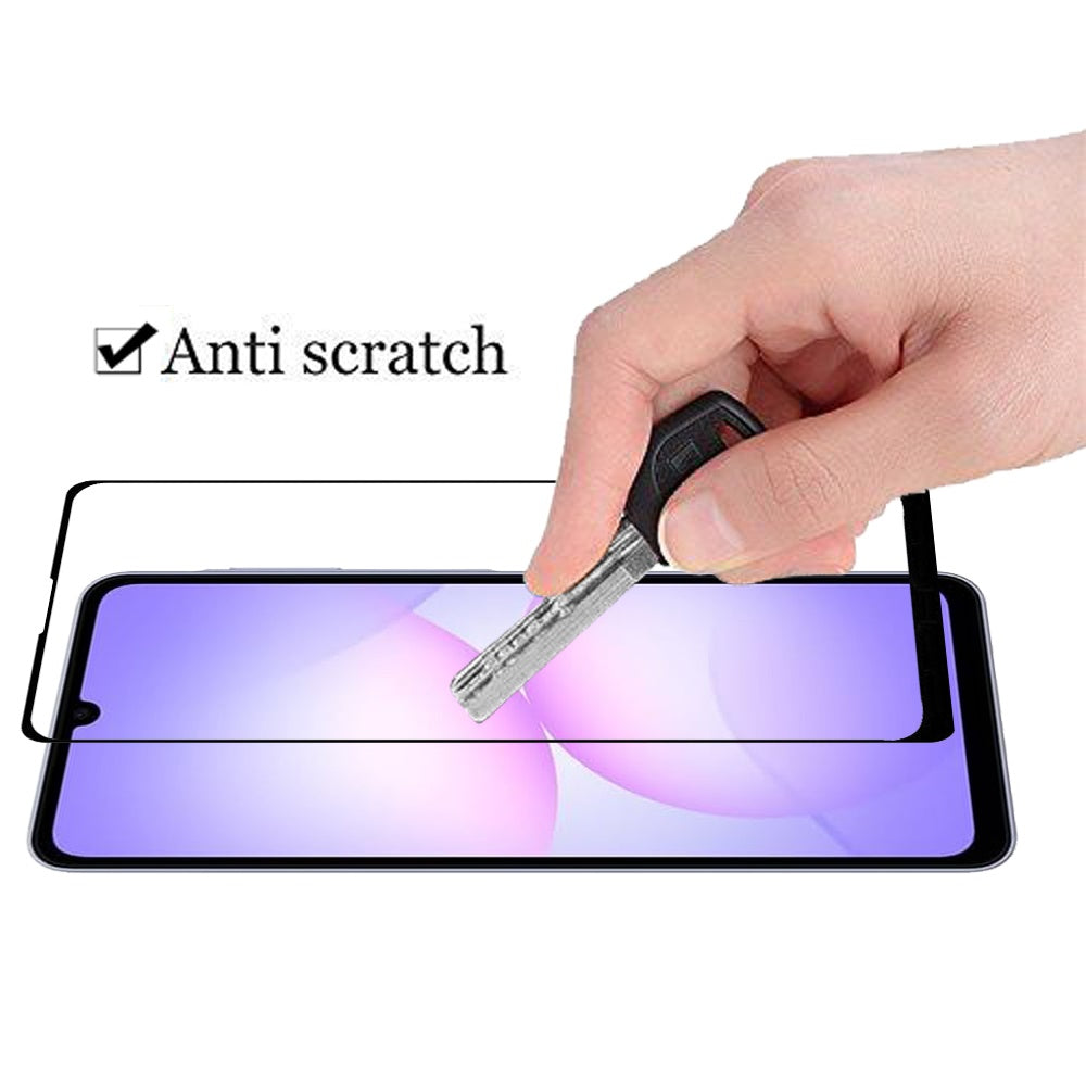 Screen Protector for Samsung Galaxy A07 4G Tempered Glass Screen Protector, Black Edge HD Clear, Scratch Resistant, Anti-Fingerprint, Easy Install, 9H Hardness Cover Black