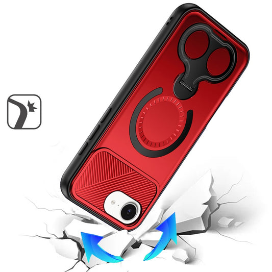 Hybrid with Invisible 2 Hole Ring Stand Magnetic back Car Mount Friendly Protector