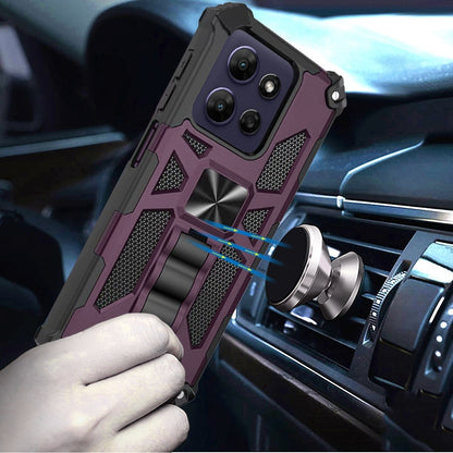 Phone Case for Motorola Moto G Power 5G 2026 /2025 Built in Magnetic Hiden Kickstand Shockproof Rugged Armor Grip Hybrid Heavy Duty Anti Slip Protective Style Cover Purple