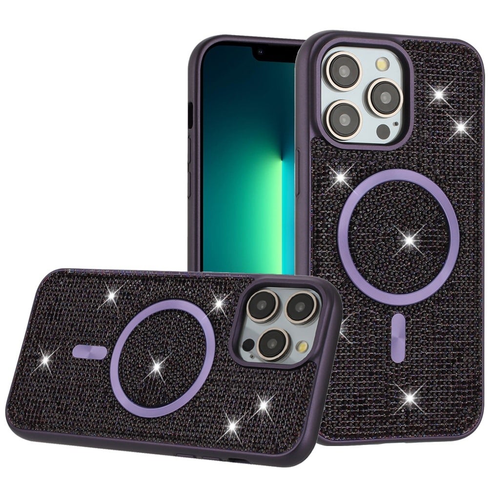 Phone Case for Apple iPhone 13 Pro Max Magnetic Bling Diamond Sparkle Hybrid Shockproof Rugged Grip Durable Protection Anti-Slip Armor Design Cover