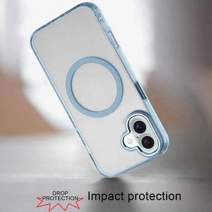 Phone Case for Apple iPhone 16 Magnetic Clear Acrylic Metal Button Camera Guard Shockproof Transparent Slim Grip Premium Hybrid Cover